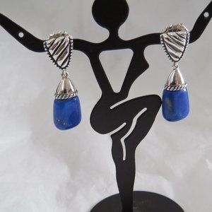 Sterling Silver Lapis Lazuli Drop Dangle Earrings